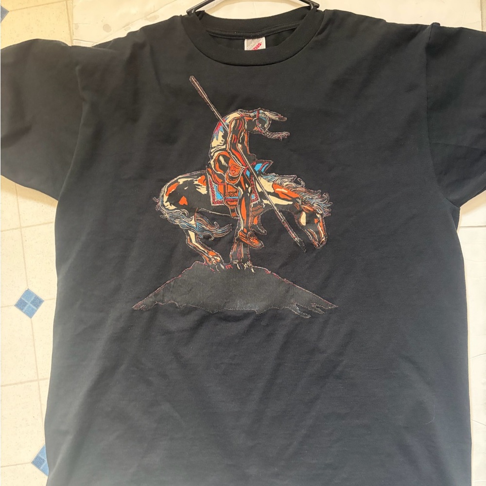 Vintage jerzees native American design black xl double sided made in USA